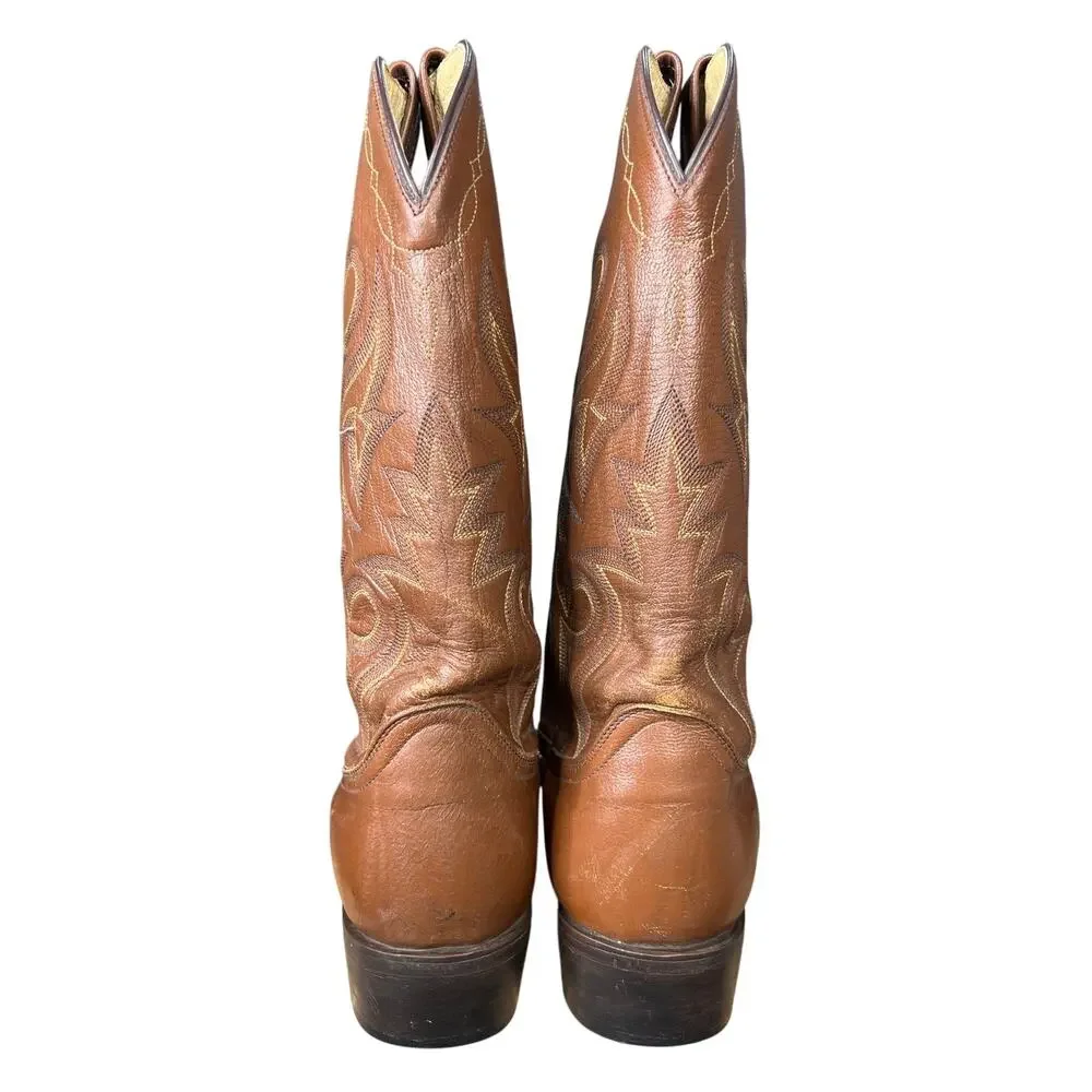 Vintage Dan Post Men’s Brown Leather Western Cowboy Boots Size US 12 D